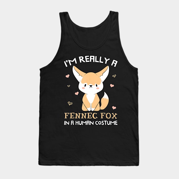 I'm Really A Fennec Fox In A Human Costume Funny Gift Tank Top by martinyualiso